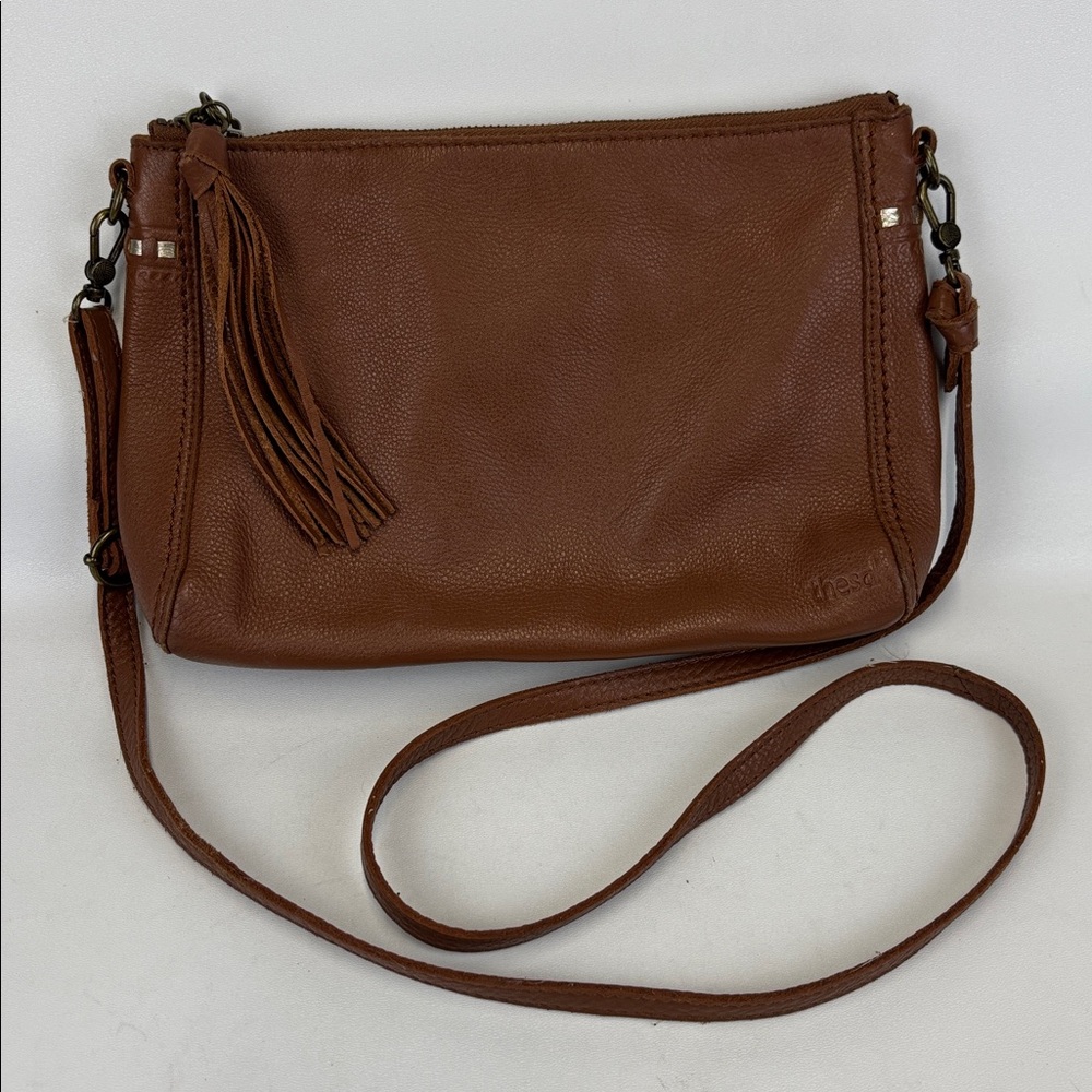 The Sak Brown Leather Crossbody Bag with Tassel